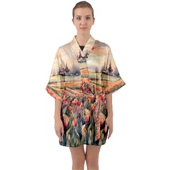 Half Sleeve Satin Kimono  
