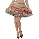 Tulips Field Tree Velvet Skater Skirt