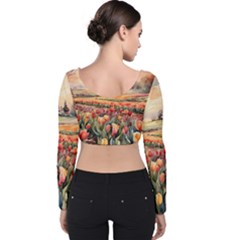 Velvet Long Sleeve Crop Top 