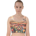 Tulips Field Tree Velvet Racer Back Crop Top