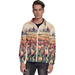 Tulips Field Tree Men s High Neck Windbreaker