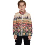 Tulips Field Tree Kids  High Neck Windbreaker