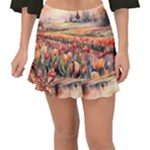 Tulips Field Tree Fishtail Mini Chiffon Skirt