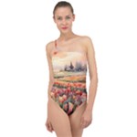 Tulips Field Tree Classic One Shoulder Swimsuit