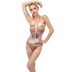 Tulips Field Tree Plunging Cut Out Swimsuit