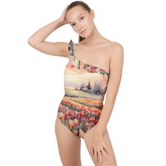 Frilly One Shoulder Swimsuit 