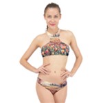 Tulips Field Tree High Neck Bikini Set