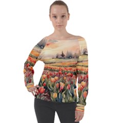 Off Shoulder Long Sleeve Velour Top 