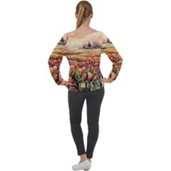 Off Shoulder Long Sleeve Velour Top 