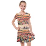 Tulips Field Tree Kids  Cross Web Dress