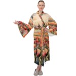 Tulips Field Tree Maxi Velvet Kimono