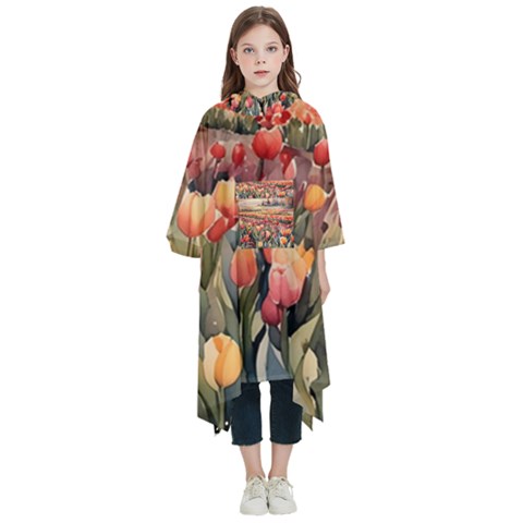 Tulips Field Tree Kids  Hooded Rain Ponchos from ArtsNow.com