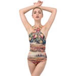 Tulips Field Tree Cross Front Low Back Swimsuit