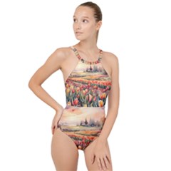 High Neck One Piece Swimsuit 