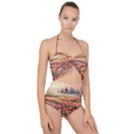 Tulips Field Tree Scallop Top Cut Out Swimsuit