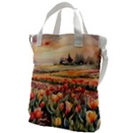 Tulips Field Tree Canvas Messenger Bag