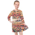 Tulips Field Tree Kids  Quarter Sleeve Shirt Dress
