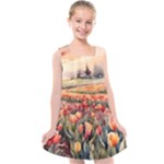 Tulips Field Tree Kids  Cross Back Dress