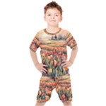 Tulips Field Tree Kids  T-Shirt and Shorts Set