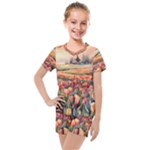 Tulips Field Tree Kids  Mesh T-Shirt and Shorts Set