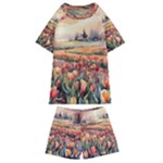 Tulips Field Tree Kids  Swim T-Shirt and Shorts Set