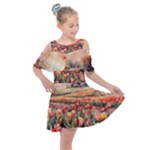 Tulips Field Tree Kids  Shoulder Cutout Chiffon Dress