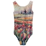 Tulips Field Tree Kids  Cut-Out Back One Piece Swimsuit