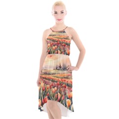 High-Low Halter Chiffon Dress  