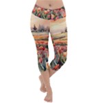 Tulips Field Tree Lightweight Velour Capri Yoga Leggings