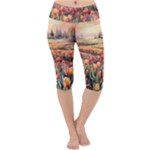 Tulips Field Tree Lightweight Velour Cropped Yoga Leggings