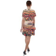Short Sleeve Shoulder Cut Out Dress  