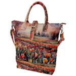 Tulips Field Tree Buckle Top Tote Bag