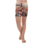 Tulips Field Tree Kids  Lightweight Velour Capri Yoga Leggings