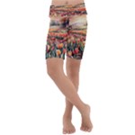 Tulips Field Tree Kids  Lightweight Velour Cropped Yoga Leggings