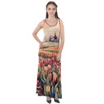 Tulips Field Tree Sleeveless Velour Maxi Dress