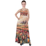 Tulips Field Tree Empire Waist Velour Maxi Dress