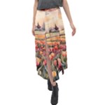 Tulips Field Tree Velour Split Maxi Skirt