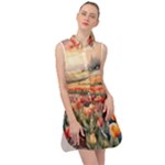 Tulips Field Tree Sleeveless Shirt Dress