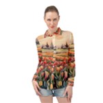 Tulips Field Tree Long Sleeve Chiffon Shirt