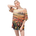 Tulips Field Tree Oversized Chiffon Top