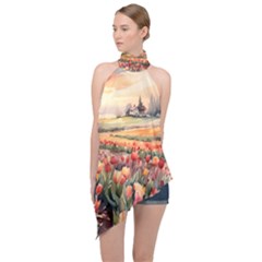 Halter Asymmetric Satin Top 
