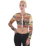 Tulips Field Tree Long Sleeve Cropped Velvet Jacket