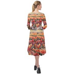 Ruffle End Midi Chiffon Dress 