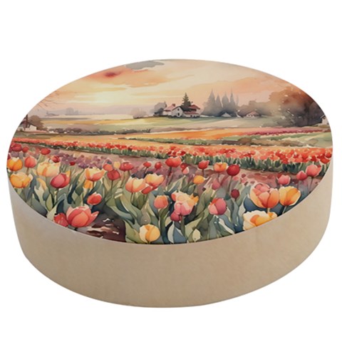 Tulips Field Tree Wooden Bottle Opener (Round) from ArtsNow.com