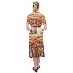 Keyhole Neckline Chiffon Dress 