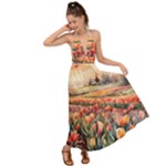 Tulips Field Tree Backless Maxi Beach Dress