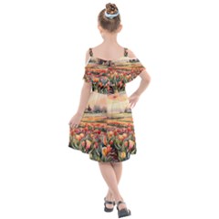 Kids  Cut Out Shoulders Chiffon Dress 