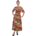 Tulips Field Tree Shoulder Straps Boho Maxi Dress 