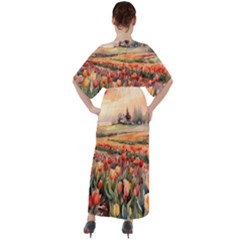 V-Neck Boho Style Maxi Dress 