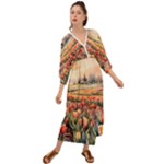 Tulips Field Tree Grecian Style  Maxi Dress